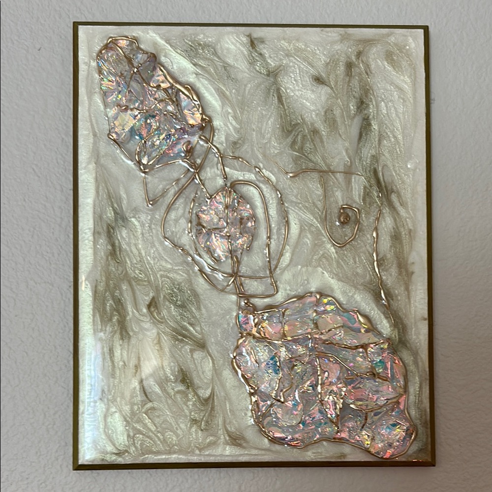 Gold  and Cream Mixed Media Art Panels